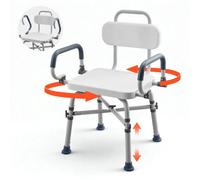VEVOR Sedia da Doccia Girevole 360° con Braccioli Schienale, Sedia da Doccia per Anziani Pazienti Carico max 227 kg, Sedile Girevole per Vasca da Bagno Box Doccia Altezza Regolabile 415 a 540 mm