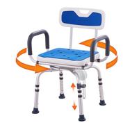 VEVOR Sedia da Doccia Girevole a 360 Gradi, Regolabile, Antiscivolo, per Vasca da Bagno, Capacità 180 kg, Blu+bianco