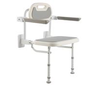 VEVOR Sedia da Doccia pieghevole da Parete carico 150 kg, con Schienale Braccioli e Gambe Regolabili, Sedile da Doccia Ribaltabile da 457 mm in HDPE con Struttura in Acciaio Inox per Adulti e Anziani