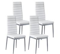 VEVOR Sedia da Pranzo Moderna 465 x 405 x 970 mm Elegante Sedia Laterale Imbottita in Pelle, 4 Pezzi, Seduta Comoda, Capacità di Carico 136 kg con Cuscini Spessi e Gambe in Metallo, Bianche