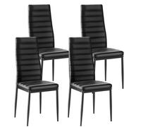 VEVOR Sedia da Pranzo Moderna 465 x 405 x 970 mm Elegante Sedia Laterale Imbottita in Pelle, 4 Pezzi, Capacità di Carico 136 kg per Tavoli da Pranzo, con Cuscini Spessi e Gambe in Metallo, Nero