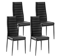 VEVOR Sedia da Pranzo Moderna 465 x 405 x 970 mm Elegante Sedia Laterale Imbottita in Pelle, 4 Pezzi, Capacità di Carico 136 kg per Tavoli da Pranzo, con Cuscini Spessi e Gambe in Metallo, Nero