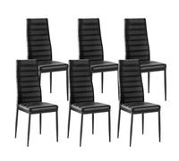 VEVOR Sedia da Pranzo Moderna 465 x 405 x 970 mm Elegante Sedia Laterale Imbottita in Pelle, 6 Pezzi, Seduta Comoda, Capacità di Carico 136 kg con Cuscini Spessi e Gambe in Metallo, Nere