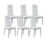 VEVOR Sedia da Pranzo Moderna 465 x 405 x 970 mm Elegante Sedia Laterale Imbottita in Pelle, 6 Pezzi, Seduta Comoda, Capacità di Carico 136 kg con Cuscini Spessi e Gambe in Metallo, Bianche