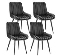 VEVOR Sedia da Pranzo Moderna 560 x 560 x 850 mm Elegante Sedia Laterale Imbottita in Tessuto, 4 Pezzi, Capacità di Carico 136 kg per Tavoli da Pranzo, con Cuscini Spessi e Gambe in Metallo, Nero