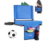 VEVOR Sedia da Stadio Pieghevole con Schienale Seduta Imbottita con Tracolla Larghezza 431,8 mm Cuscino del Sedile per Campeggio Prato Giardino Gancio e Tasca Laterale, Blu, Confezione da 1
