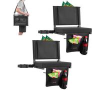 VEVOR Sedia da Stadio Pieghevole con Schienale Seduta Imbottita con Tracolla Larghezza 431,8 mm Gancio e Tasca Laterale Sedile a Pavimento per Eventi Sportivi, Confezione da 2, Colore Nero