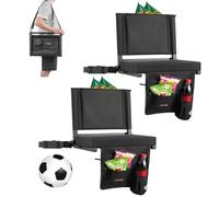 VEVOR Sedia da Stadio Pieghevole con Schienale Seduta Imbottita con Tracolla Larghezza 431,8 mm Gancio e Tasca Laterale Sedile a Pavimento per Eventi Sportivi, Confezione da 2, Colore Nero