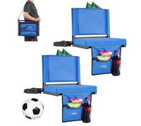 VEVOR Sedia da Stadio Pieghevole con Schienale Seduta Imbottita con Tracolla Larghezza 431,8 mm Gancio e Tasca Laterale, Sedile a Pavimento per Eventi Sportivi, Confezione da 2, Colore Blu