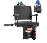 VEVOR Sedia da Stadio Portatile con Schienale e Braccioli Sedile a Pavimento per Eventi Sportivi, Cuscino da Stadio Realizzata in Tessuto Oxford 600D Larghezza Totale 474,98 mm, Nera