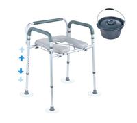 VEVOR Comodino Sedia Imbottito Sedile WC Rialzato ad Altezza Regolabile