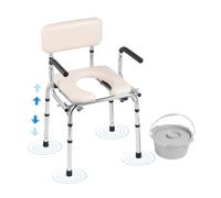 VEVOR Sedia da Toilette, Comodino da Comodino con Sedile Imbottito, Braccioli Ribaltabili, Altezza Regolabile, Secchio Rimovibile da 5,8 L Capacità di 158,8 kg Toilette Portatile per Adulti Anziani