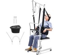 VEVOR Sedia da Trasferimento Elettrica per Pazienti, Sedia a Rotelle con Imbracatura, Altezza Regolabile, Sedia Doccia Comoda da Comodino, Sedile Diviso a 180° e Padella per Anziani Disabili 99,7 kg