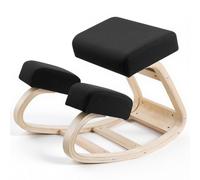 VEVOR Sedia Ergonomica a Ginocchio Cuscino in Schiuma Carico max 120 kg, Sgabello Ergonomico Inginocchiato Struttura in Legno per Sollievo Collo Schiena Lavoro Lettura Meditazione Casa Ufficio, Nero