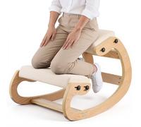 VEVOR Sedia Ergonomica da Ginocchio Cuscino in Schiuma Carico 120 kg, Sedia Inginocchiata per Scrivania Struttura in Legno, Sgabello Regolabile per Lavoro Lettura Meditazione da Casa Ufficio, Beige