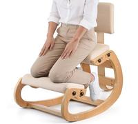 VEVOR Sedia Ergonomica da Ginocchio con Cuscino in Schiuma, Sedia Inginocchiata per Scrivania Struttura Schienale in Legno, Sgabello Regolabile per Sollievo di Collo Schiena da Ufficio Casa Lavoro