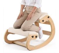 VEVOR Sedia Ergonomica da Ginocchio Cuscino in Schiuma Carico 120 kg, Sedia Inginocchiata per Scrivania Struttura in Legno, Sgabello Regolabile per Lavoro Lettura Meditazione da Casa Ufficio, Beige