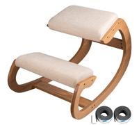 VEVOR Sedia Ergonomica Inginocchiata in Legno Seduta Ergonomica Bianco per Casa e L'Ufficio