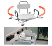 VEVOR Sedia Girevole da Doccia con Braccioli Schienale, Sedile per Trasferimento da Vasca da Bagno Girevole Carico max 100 kg, Sedia per Bagno Doccia Regolabile per Anziani Pazienti, Sedile Ausiliare