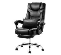 VEVOR Sedia Girevole da Ufficio con Poggiapiedi Poltrona Ergonomica con Cuscino Lombare, Sedile da Ufficio in Pelle PU Carico max. 136,08 kg, Altezza Regolabile, Reclinabile per Ufficio Studio