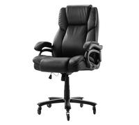 VEVOR Sedia Girevole da Ufficio con Supporto Lombare Comando a Pulsante, Sedia da Studio Ergonomica, Sedile da Ufficio in Pelle PU Carico max. 226,8 kg Altezza Regolabile, Inclinazione, Nero