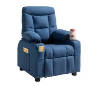 VEVOR Sedia Reclinabile per Bambini, Sedia Ergonomica Rilassante con Portabicchieri, Tasche e Poggiapiedi, Schienale Regolabile da 107° a 126°, Tessuto in Poliestere Traspirante, per Cameretta, Blu