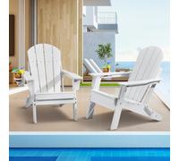 VEVOR Sedie Adirondack Set di 2 Sedie da Giardino per Tutte Stagioni Bianco