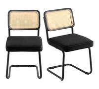 VEVOR Sedie in Rattan Mobili Giardino Sedia da Pranzo Cuscino Nero 2 Pezzi