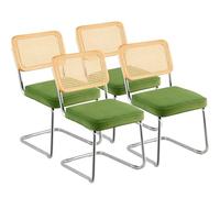 VEVOR Sedie in Rattan, Sedia da Pranzo, Sedia Imbottita in Velluto Schienale Rattan, Sedia da Cucina per Sala da Pranzo retrò per Soggiorno, Camera da Letto, Sala Lettura, Ufficio, Verde, 4 Pezzi