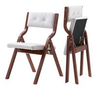VEVOR Sedie Pieghevoli in Legno con Cuscino, Set da 2, Sedia Pieghevole Portatile con Struttura in Legno, per Cucina, Ufficio, Matrimonio, Festa, Sala da Pranzo, Montaggio Facile, Bianco