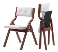 VEVOR Sedie Pieghevoli in Legno con Cuscino, Set da 2, Sedia Pieghevole Portatile con Struttura in Legno, per Cucina, Ufficio, Matrimonio, Festa, Sala da Pranzo, Montaggio Facile, Bianco