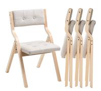 VEVOR Sedie Pieghevoli in Legno con Cuscino, Set da 4, Sedia Pieghevole Portatile con Struttura in Legno, per Cucina, Ufficio, Matrimonio, Festa, Sala da Pranzo, Montaggio Facile, Beige