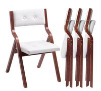 VEVOR Sedie Pieghevoli in Legno con Cuscino, Set da 4, Sedia Pieghevole Portatile con Struttura in Legno, per Cucina, Ufficio, Matrimonio, Festa, Sala da Pranzo, Montaggio Facile, Bianco