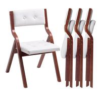 VEVOR Sedie Pieghevoli in Legno con Cuscino, Set da 4, Sedia Pieghevole Portatile con Struttura in Legno, per Cucina, Ufficio, Matrimonio, Festa, Sala da Pranzo, Montaggio Facile, Bianco
