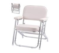 VEVOR Sedile per Barca, Sedia a Sdraio Pieghevole conTelaio in Lega di Alluminio, Cuscino in Spugna Ispessita Pelle Impermeabile, Braccioli Imbottiti Piedini Antiscivolo, per Barche, Bianco