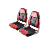 VEVOR Sedile per Barca Yacht Schienale Alto, Sedile Pieghevole per Barca Cuscino in Spugna Ispessita Pelle in PVC Impermeabile, Cerniere in Lega di Alluminio, Sedile per Navi, Nero Rosso 2 Pz