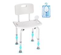 VEVOR Asiento de Ducha Antideslizante Altura Ajustable 390-520 mm Silla de Ducha Carga de 158,8 kg Silla de Baño de Aluminio y PE Ayuda para Ducha para Personas Mayores, Mujeres Embarazadas, Baño