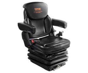 VEVOR Sedile universale per carrello elevatore Sedile pieghevole per trattore Schienale ad angolo regolabile Cintura di sicurezza a microinterruttore Braccioli a 3 livelli per escavatore caricatore
