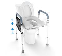 VEVOR Sedile WC Rialzato 49,9 a 64,9 cm 158kg Telaio Alluminio Ausilio da Bagno