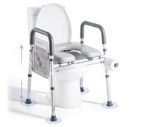 VEVOR Sedile WC Rialzato Universale per Anziani, Altezza e Larghezza Regolabili