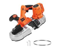 VEVOR Sega a Nastro Portatile da 20 V, Taglio Profondo da 65 mm, 360 W con Motore Brushless, Portatile e Compatta Senza Fili, Ganci per Appendere, Velocità Variabile, Solo Utensile Nudo
