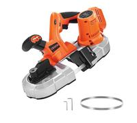 VEVOR Sega a Nastro Portatile da 20 V, Taglio Profondo da 65 mm, 360 W con Motore Brushless, Portatile e Compatta Senza Fili, Ganci per Appendere, Velocità Variabile, Solo Utensile Nudo