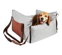VEVOR Seggiolino Auto CaniPiccola Taglia 11kg, Rialzo per Cani Impermeabile, Maniglie Laterali, Tasca Portaoggetti, Guinzaglio con Clip, Imbottitura Cotone PP, Cuccia per Animali Domestici, Grigio