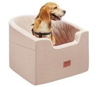 VEVOR Seggiolino Auto per Cani di Piccola Taglia Media 25 kg, Rialzo per Cani Impermeabile, Tasca Portaoggetti, Guinzaglio di Sicurezza con Clip, Imbottitura in Spugna, Cuccia per Cani, Marrone