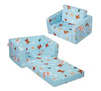 VEVOR Seggiolone per Bambini Pieghevole, 2 in 1, Divano Letto per Bambini, Divano in Schiuma Morbido, Sdraietta Trasformabile per Bambini, Sedia Bambini, Mobili Sala Giochi, Regali per Bambini, Blu