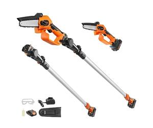 VEVOR Seghetto per Potatura Elettrico a Palo Lunghezza 1,08-2,43 m per Tagliare Segare Rami Boschi Alberi in Altezza, Seghetto Troncarami Elettrico a Batteria Spessore di Taglio 5 pollici / 12,7cm