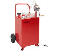 VEVOR Serbatoio Carburante, con Pompa di Trasferimento Manuale, Serbatoio Stoccaggio Portatile con 2 Ruote Tubo Flessibile, Contenitore per Benzina e Gasolio per Auto, Tosaerba Rosso 90,9 L