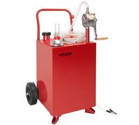 VEVOR Serbatoio Carburante, con Pompa di Trasferimento Manuale, Serbatoio Stoccaggio Portatile con 2 Ruote Tubo Flessibile, Contenitore per Benzina e Gasolio per Auto, Tosaerba Rosso 90,9 L