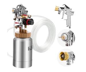 VEVOR Serbatoio Spruzzatore di Vernice, 2 L Serbatoio a Pressione per Spray Spruzzatore di Vernice a Spruzzo Pneumatica Centrale con Due Tubi per Mobili, Auto, 3 Comandi Regolabili