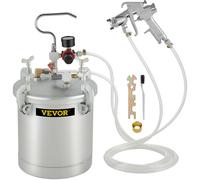 VEVOR Serbatoio spruzzatore per vaso di vernice a pressione da 10 litri / 2,5 galloni con pistola a spruzzo e tubo flessibile per esterni domestici o spruzzatura di verniciatura commerciale